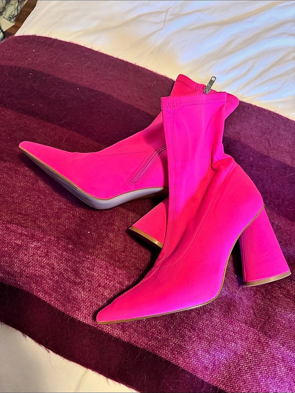 Steve Madden Pink Pointed-Toe sock boot style Heeled Boots